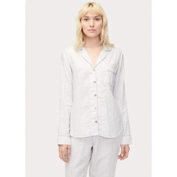 🌹 UGG 🌹 Raven Cotton Flannel Striped Pajama Set - [XL in Light Blue + White] - Picture 2 of 16
